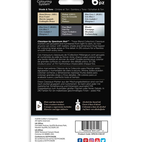 SPECTRUM NOIR Classique Markers - Tone & Shade (Pack Of 6) - NEW - Imagen 2 de 2