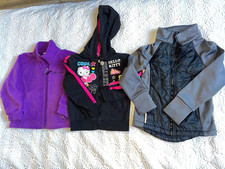 girls lot of 3 sweaters size 4/5 full zipper Columbia Hello Kitty All in Motion