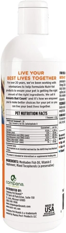 2 x Nutri-Vet омега 3 рыбий жир 12 унций собаки кожи и шерсти дополнение для здоровья суставов - Изображение 3 из 3