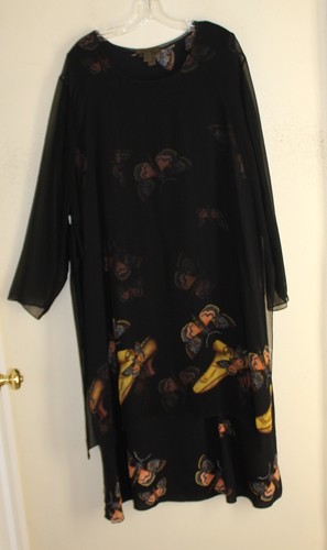 Harari Sz 1X 2X Exquisite Silk Jacket Tunic Dress Outfit Art-to-Wear Butterfly - Picture 5 of 12