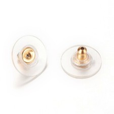 50 pcs 304 Stainless Steel Earring Back Nuts Stoppers   12mm x 6mm - Gold