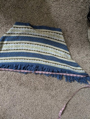 Great American Sweater Kids L/XL Blue Striped Fringe Sweater Poncho - Picture 8 of 8