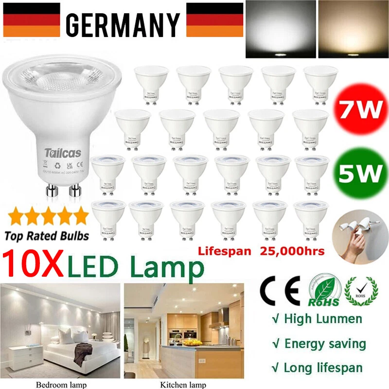 10 Stk GU10 LED Dimmbar Birnen Strahler Lampe 7W Leuchtmittel Warmweiß Kaltweiß - Bild 2 von 4
