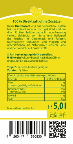 Bleichhof Quittensaft – 100% Direktsaft ohne Zusätze (1x 5l Saftbox) - Picture 2 of 5