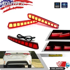 Rear Bumper Reflector LED Sequential Signal Tail Lights For 20-23 Toyota Corolla