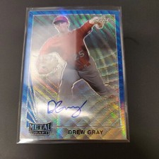 2021 Leaf Metal Draft 1990 Leaf Auto Blue Wave 13/20 Drew Gray #LA-DG1 Auto