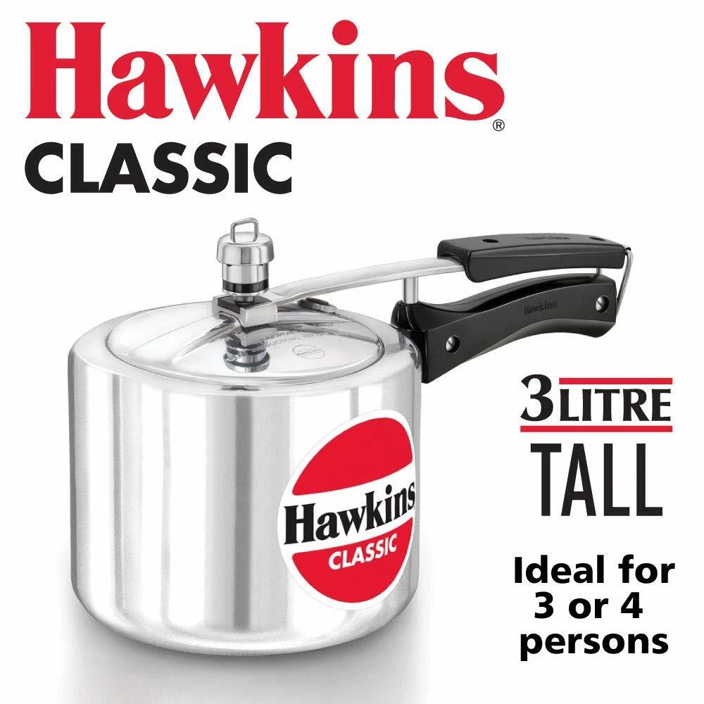 Hawkins Classic 3 Ltr Tall Aluminum Pressure Cooker Cooking For 3