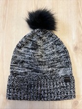 Frye Womens Black Marble Pom Pom Benie Hat NWOT