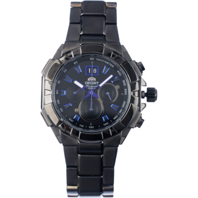 Orient Enterprise Chronograph Black Dial Men's Stainless Steel Watch FTV00001B