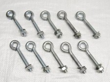 Zinc Plated Folded Straining Eyebolts Nut & Washer M8 X 100MM X10 - Wire Support