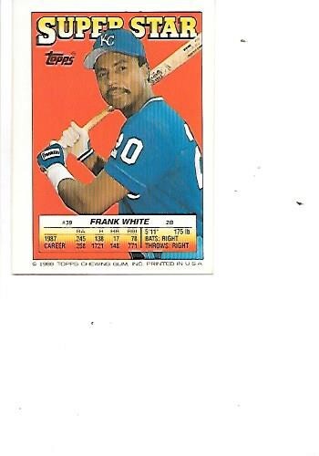 マイwin Frank White 1988 Topps Super Star MLB Mini Card #39 w