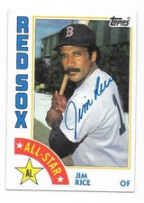 JIM RICE 1984 TOPPS AUTOGRAPHED SIGNED # 401 BOSTON RED SOX HOF