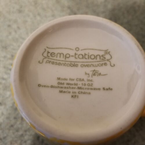 Lot Of 2 Temptations by Tara Old World Yellow Coffee Cups - Picture 2 of 2