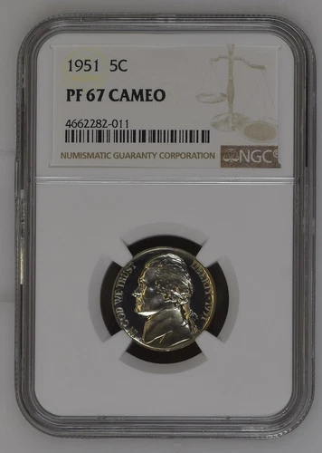 1951 P Nickel Jefferson NGC PF-67 CAMEO