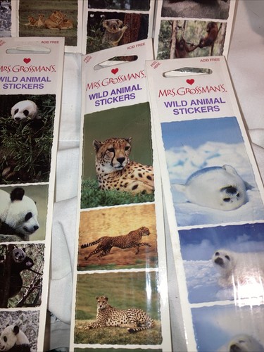 Mrs. Grossman’s Vintage Lot Of 9 Strips all Different WILD ANIMALS Stickers NEW! - Picture 5 of 10
