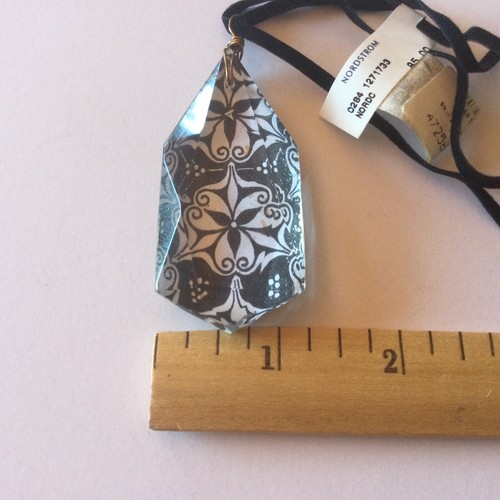 Nordstrom Lenore Solmo Glass Prism Necklace Strand Black Vintage 18" Signed - Picture 11 of 13