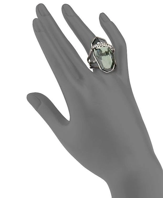 Anillo doblete de cuarzo y hematita en órbita Alexis Bittar Miss Havisham. Talla 6.*NUEVO* Foto 2 de 4