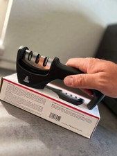 Messerschärfer Profi manueller Messerschleifer Edelstahl Schwarz 3 in 1