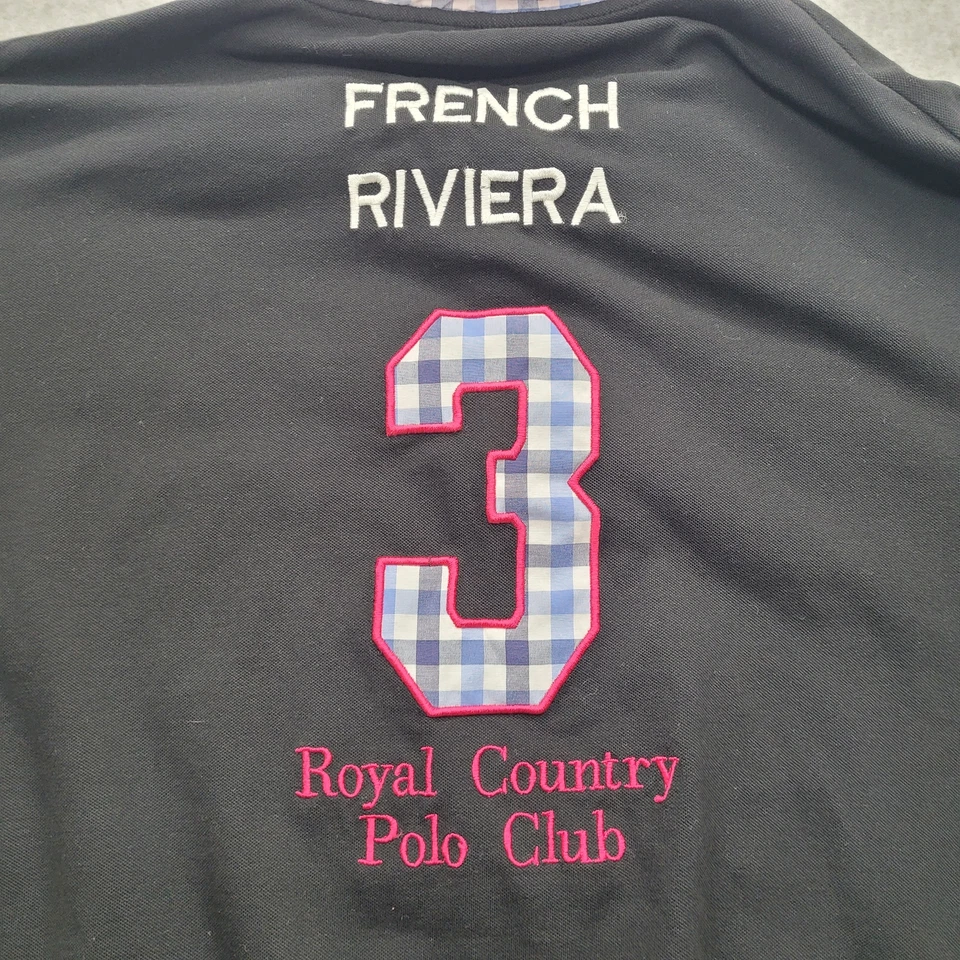 Monaco Polo Club French Riviera Men's XL #3 Black Short Sleeve Polo  - Image 4 of 4