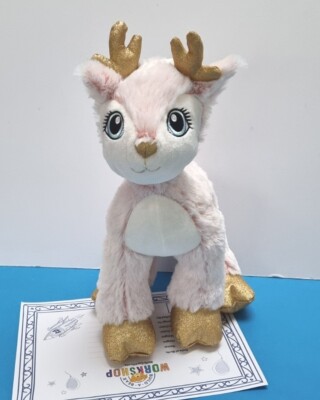 Build A Bear Rentier rosa & gold & weißes Fell Geschenk neu mit Etikett 