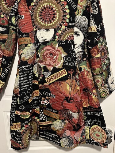 Vintage Desigual Mantel, mehrfarbiger Mantel, Print Trenchcoat, Y2K Coat, Gr. 8 - Bild 9 von 14