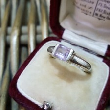 925 Sterling Silver Ring, Rose De France Amethyst Ring, Size K US 5.25 