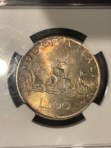 1964 R Italy 500 Lire silver coin NGC Rated MS 64 # 2791534-004 - Picture 4 of 4