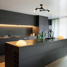 Ceiling Light Fitting Industrial Black Metal Pipework Living Room Bedroom Lights