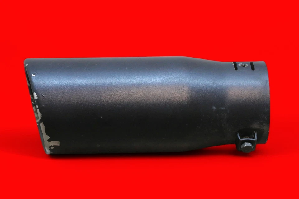 Punta de escape de acero inoxidable negro 3 entradas 3,5 OD 8,5 borde laminado en ángulo largo Foto 2 de 4