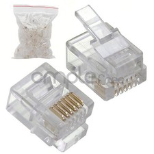 RJ12 Modular Plugs 6P6C for Solid 100 pcs Connectors NEW JB