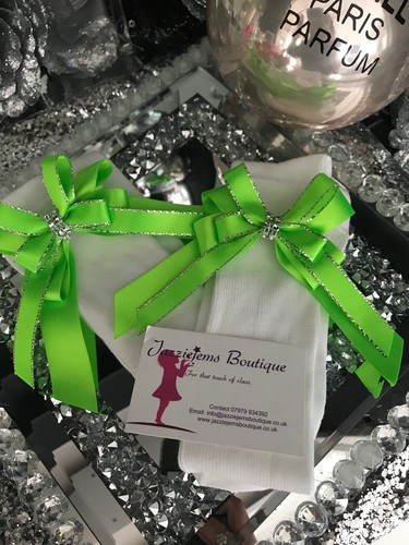 ❤️Girls Spanish Glitter Trim Satin Bow Long KNEE High Socks School   ❤️ - Picture 10 of 19