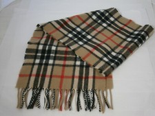 Vtg Highland Home Industries Scotland Wool Camel Tartan Plaid Scarf 52"x10.5"