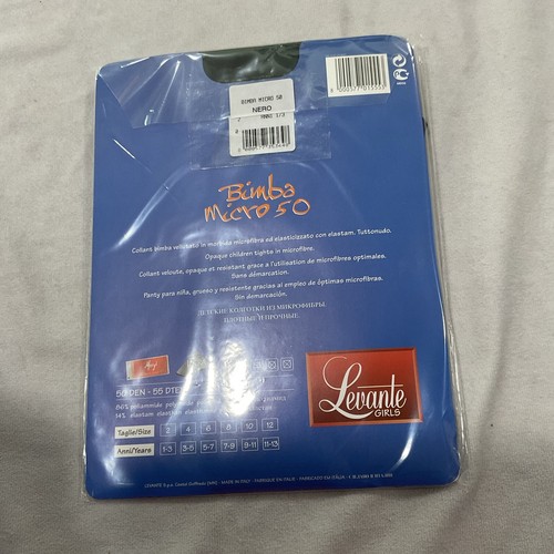 Levante Girls Opaque Tights Nero Size 2 - Picture 2 of 3