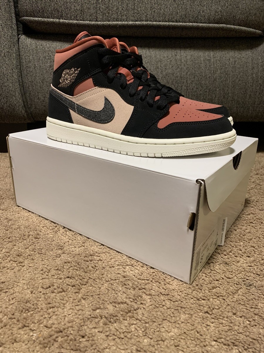 スニーカー NIKE Air Jordan 1 Mid 'Burgundy Dusty Pink' 2021 SS 21 WMNS Nike Air Jordan 1 Mid 8.5W Burgundy Dusty Pink Beige Black