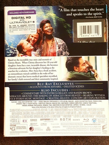 Miracles From Heaven (Blu-ray, 2016) - Picture 2 of 2