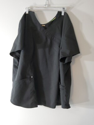 Scrubstar Ultimate V-Neck Scrub Top Black Women s Size 3xl 3 Pocket Front