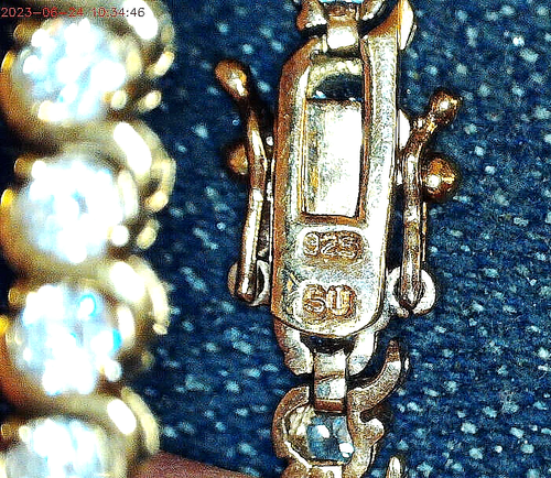 { Sterling Silver Gold Plated Princess CZ Tennis Bracelet 7 3/4" - Picture 4 of 9