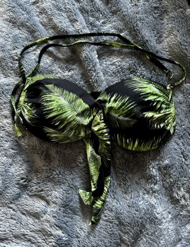MELISSA ODABASH PALM BLACK / GREEN BAHAMAS TROPICAL LEAF BANDEAU TOP 44 UK12 - Picture 4 of 5
