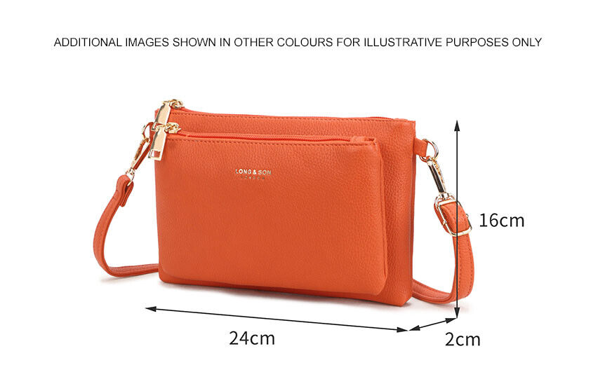 Small Plain Clutch Bag Purse with Wristlet Ladies Handbag Long Adjustable Strap - Picture 552 of 745