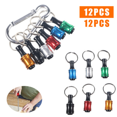 12PCS/Set 1/4'' Hex Shank Quick Release Keychain Screwdriver Drill Bit Holder Bit