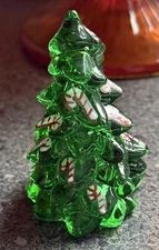 Mosser Glass MINI Christmas Tree Hand-Painted Candy Canes HUNTER GREEN - 2.75"