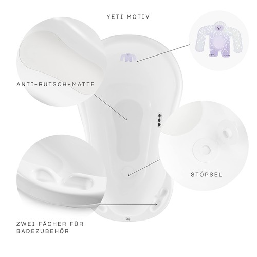 Hylat Baby Badewanne Set - für Neugeborene und Babys – Motiv Yeti - Bild 28 von 49
