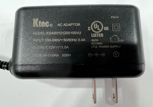 Genuine KTEC 12V 1.0A AC Adaptor KSAS0121200100VU - Picture 2 of 2