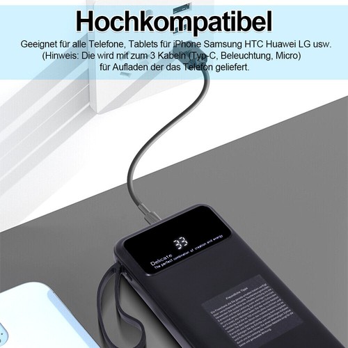 Powerbank 100000mAh USB-C PD Zewnętrzna bateria 4 ładowarka USB do wszystkich telefonów komórkowych - Zdjęcie 7 z 12