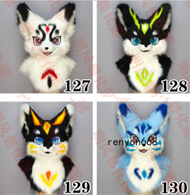 Fursuit Long Fur Husky Dog Fox Mascot Head Party Halloween Fur Cosplay (Head)