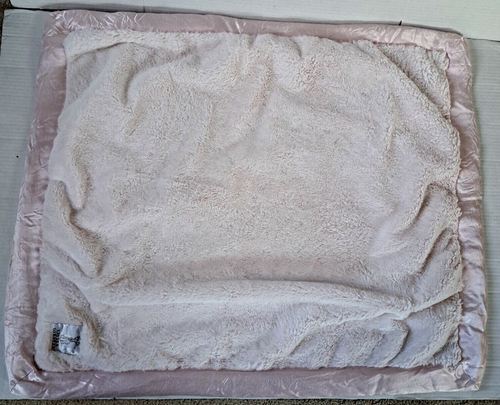 Little Giraffe Luxe Faux Fur Satin Trimmed Baby LapBlanket Pink 29x35 Minky Soft - Picture 3 of 10