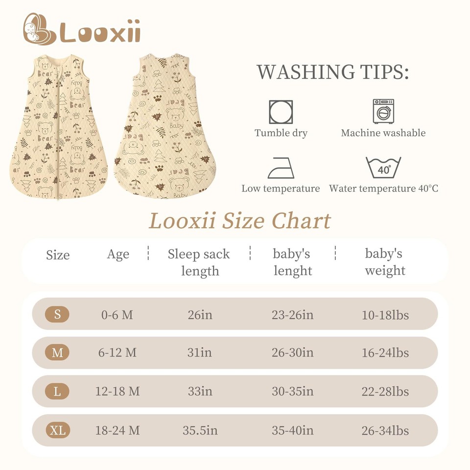 Looxii Baby Sleep Sack 1218 Months 2.5 TOG Baby Wearable Blanket