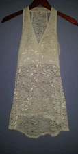 Women's New You Are Not Alone Ivory Lace Top Hi Low Hem Sleeveless Size XS