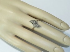 Sterling Silver Vintage Filigree Leaf Marcasite Ring 3.2 grams