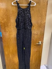 Women "Badgley Mischka blk sleeveless sequin jumpsuit. Size 10 DEFECT
